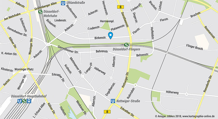 DTPdirekt: Sie finden uns in Düsseldorf-Flingern, in der Birkenstraße 121.