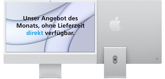 Auf Lager: 24" iMac M1 – inklusive AppleCare Protec­tion Plan* – für nur 1.990,– €.